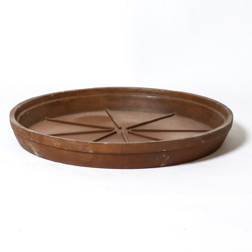 Round tray with eight-section design, featuring subtle old world European style and understated classical geometric detailing. Side Angle