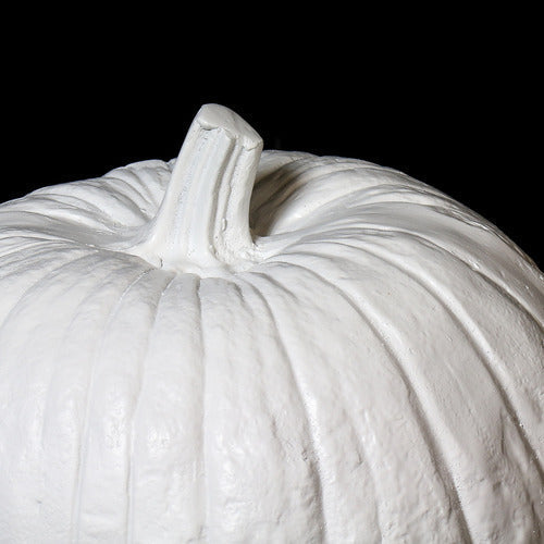 Pumpkin with classical sculptural detailing and ornate ridges, inspired by old world European and Renaissance aesthetics. Side View