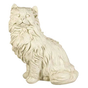 Regal cat statue with ornate, flowing fur in classical old world European style, featuring intricate Baroque-inspired detailing.