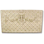 Ornate old world European wall panel with lattice pattern, central lyre motif, floral garlands, and classical decorative details Side View