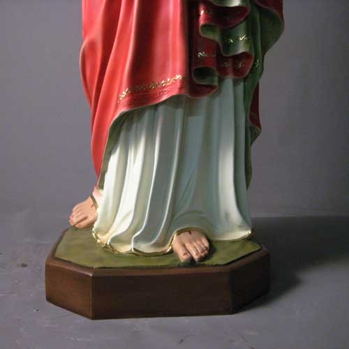 Sacred Heart of Jesus statue in classical Renaissance style, featuring ornate robes and detailed facial expression, standing on a pedestal. Other Angle