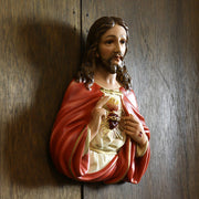 Sacred Heart of Jesus statue in classical Renaissance style, featuring ornate detailing and expressive facial features. Side Angle