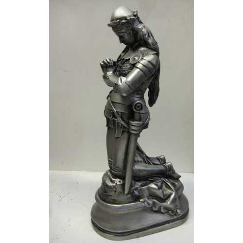 Kneeling medieval knight in ornate armor, hands clasped in prayer, classical old world European style with Gothic detailing. Different Angle