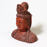 Buddha bust with serene expression, ornate headdress, and classical Asian sculptural details in a traditional style Different Angle