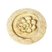 Ornate round medallion with raised floral motif, featuring classical old world European and Renaissance-inspired detailing. Side View
