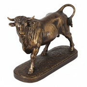 Baroque-style bull statue with ornate detailing, strong stance, and classical old world European sculptural influence.