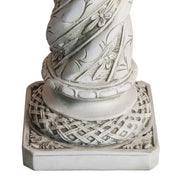 Ornate classical pedestal with twisted column, floral Baroque detailing, and a hexagonal top in old world European style. Additional Angle
