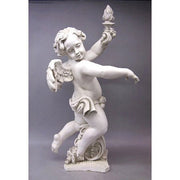 Lifesize Rococo Angel Torch - Right Outdoor/Indoor Statue - Bella Statues