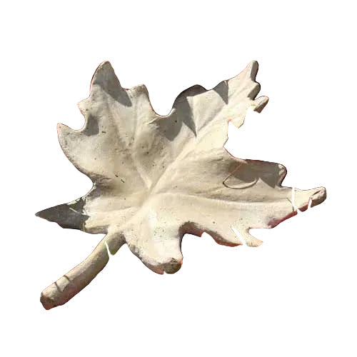Maple leaf dish with ornate, old world European style and classical detailing, featuring softly curved edges and textured veins.