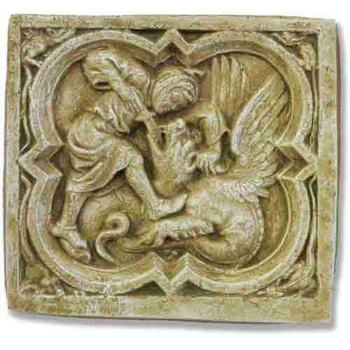 Saint George Quatrefoil Plaque Outdoor/Indoor Statue - Bella Statues