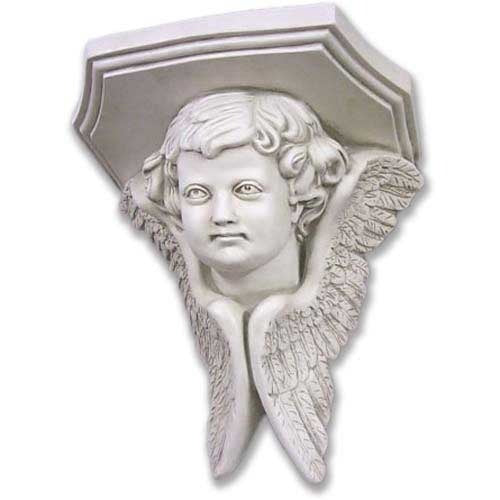 Cherub wall sconce with classical Baroque styling, featuring ornate angelic face and detailed feathered wings.