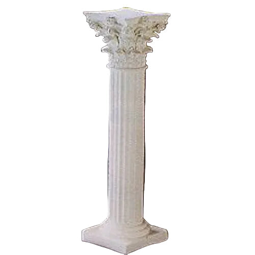 Corinthian column pedestal with fluted shaft and ornate acanthus leaf capital in classical old world European style.