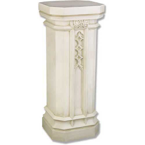 Ornate pedestal with classical old world European design, featuring geometric and floral motifs in a Baroque-inspired architectural style. Other Angle