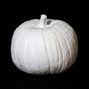 Pumpkin with classical sculptural detailing and ornate ridges, inspired by old world European and Renaissance aesthetics. Side Angle