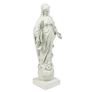 Classical Renaissance-style female figure with flowing robes, standing atop a sphere adorned with stars, on a rectangular base. Different Angle