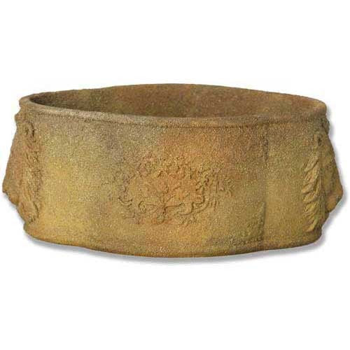 Ornate old world European planter with classical relief motifs and subtle Baroque detailing along the sides.