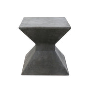 Geometric pedestal stool with a classical, minimalist silhouette and angular, hourglass-inspired design reminiscent of ancient Greek forms.