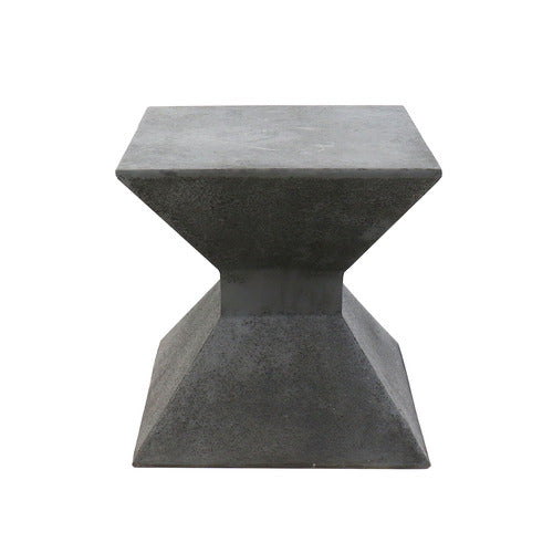 Geometric pedestal stool with a classical, minimalist silhouette and angular, hourglass-inspired design reminiscent of ancient Greek forms.