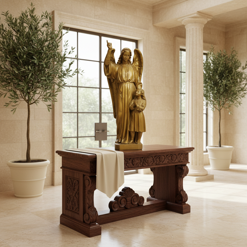 Teaching Guardian Angel with Child Outdoor Statue (26-Inch)