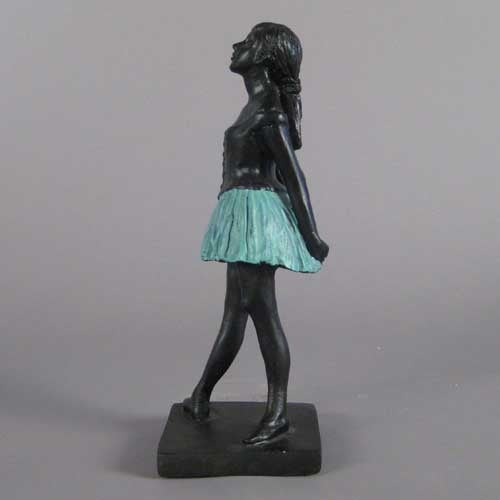 Ballet dancer figurine in classical pose with an ornate, old world European style and Renaissance-inspired detailing. Side Angle