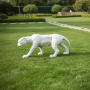 Panther sculpture in a classical old world European style with smooth, elegant lines and a poised, graceful stance. Side Angle