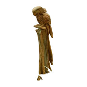 Parrot sculpture perched on a branch, featuring ornate old world European detailing and classical artistic style.