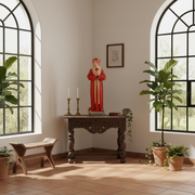 Cardinal statue in ornate old world European style with classical robes and detailed Renaissance-inspired features. Side Angle