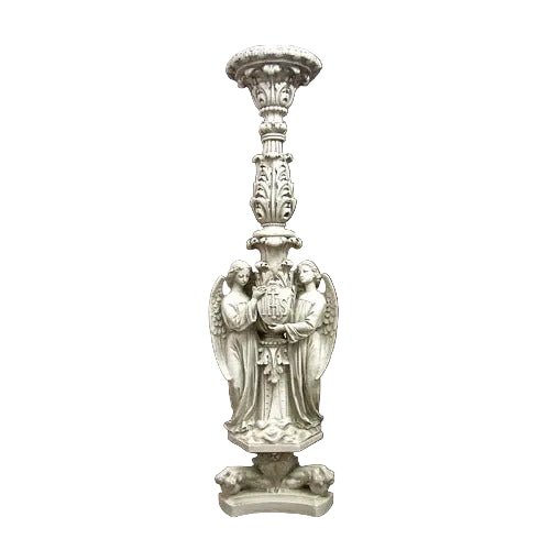 Ceremonial Angels Honoring Jesus with "IHS" Candleholder Outdoor Statue (60 - Inch) - Bella Statues