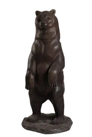 Standing bear statue with classical old world European style, featuring detailed fur and an ornate, lifelike medieval design.