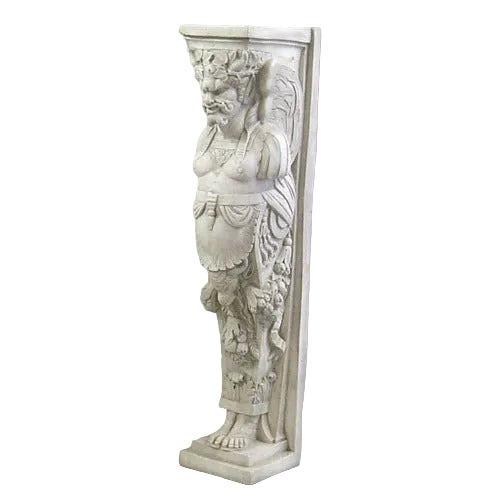 Grotesque classical caryatid with ornate Baroque detailing, featuring a mythological figure and intricate sculptural accents.