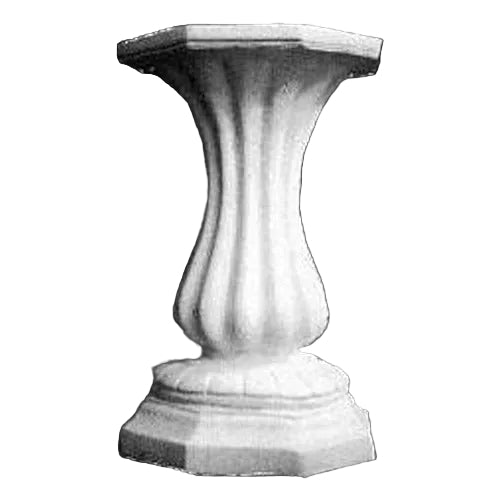 Pedestal with fluted column design, classical old world European style, ornate base and top, reminiscent of Renaissance architecture