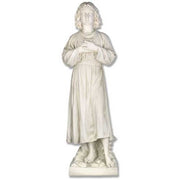 Standing angel statue in classical Renaissance style with flowing robe, hands crossed over chest, and serene facial expression.