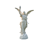 Winged angel statue in classical Renaissance style, holding a torch aloft, with flowing drapery and ornate detailing. Side View