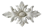 Ornate Baroque floral applique with symmetrical acanthus leaf motifs and a central cluster, featuring classical old world European style. Side View
