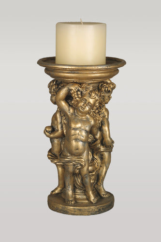 Round Cherub Candleholder Outdoor Statue (12-Inch)