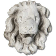 Lion head sculpture with flowing mane, featuring ornate, classical European and Baroque detailing in an old world architectural style.