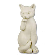 Sitting cat sculpture with classical European style, detailed features, and an elegant, poised, old world Renaissance design.