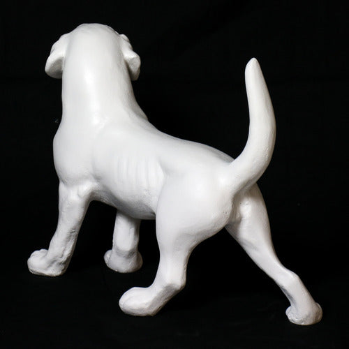 Dog statue with raised tail, classical European style, featuring smooth lines and subtle ornate detailing, reminiscent of Renaissance art. Different Angle