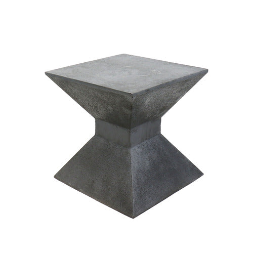 Geometric pedestal stool with a classical, minimalist silhouette and angular, hourglass-inspired design reminiscent of ancient Greek forms. Side Angle