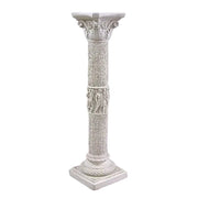 Ornate classical column with intricate Baroque detailing, fluted shaft, and sculpted figures in old world European style.