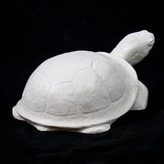 Tortoise sculpture with classical old world European style, featuring smooth, rounded shell and stylized, simplified details. Different Angle