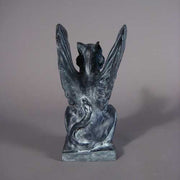 Winged griffin statue in a classical old world European style with ornate detailing and a strong, mythical medieval theme. Other Angle
