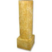 Classical Greek-style pedestal column with a square base and smooth, cylindrical shaft, featuring an old world European finish.