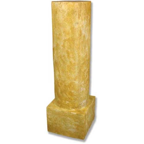 Classical Greek-style pedestal column with a square base and smooth, cylindrical shaft, featuring an old world European finish.