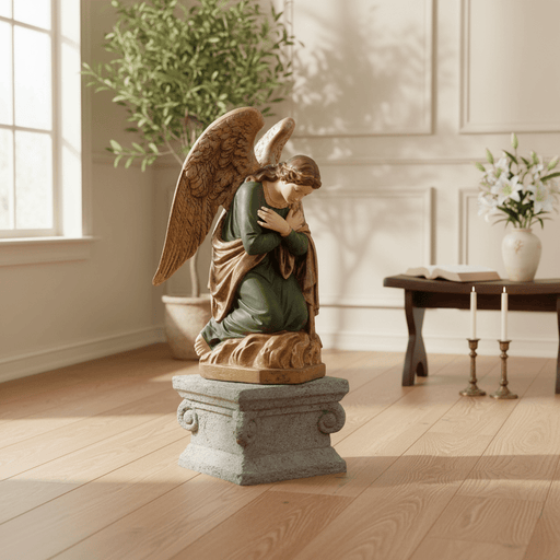 Adoration Angel with Cross Kneeling Statue (39-Inch)