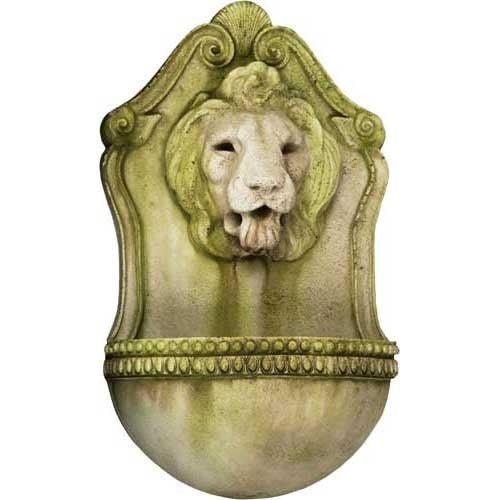 Aged Lion Wall Fountain (23 - Inch) Different Angle