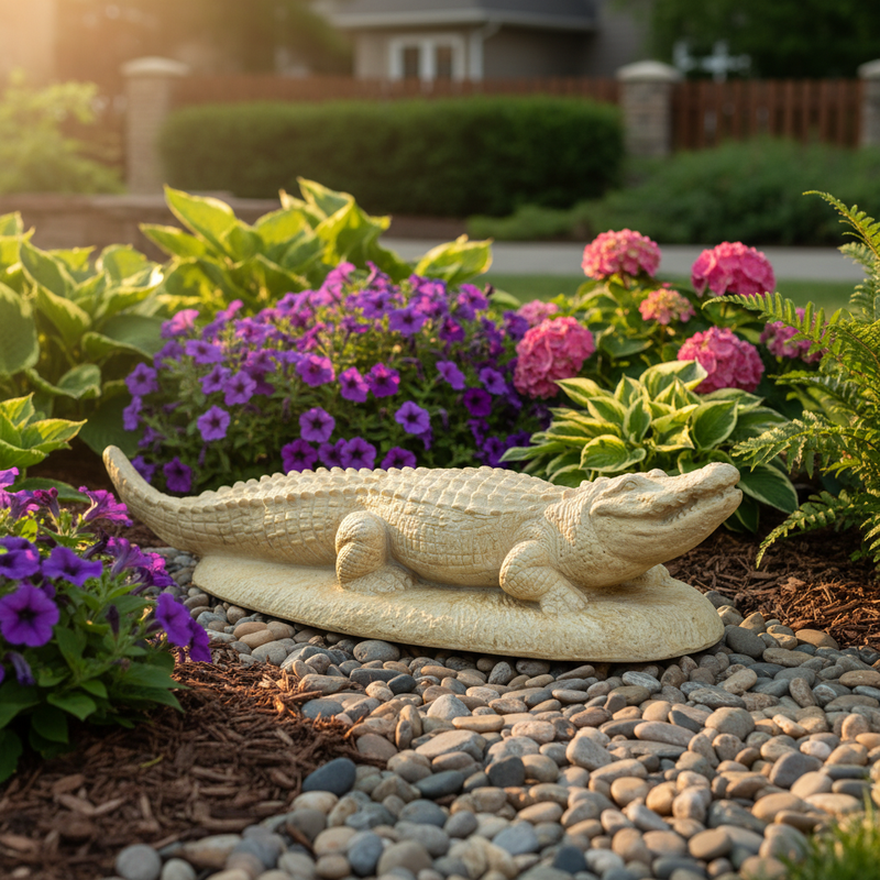 Alligator Garden Statue (27 - Inch) Side Angle