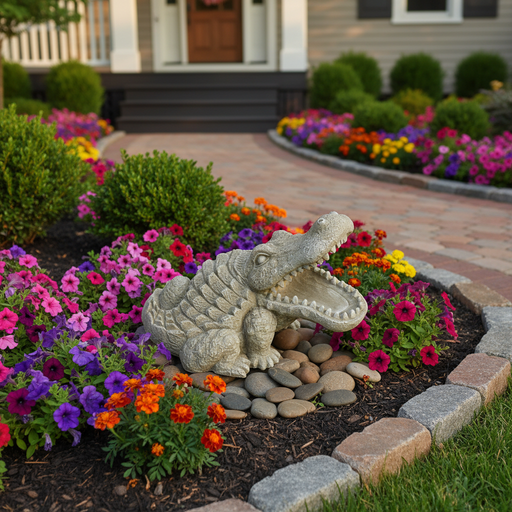 Alligator Garden Statue (7 - Inch) Side Angle