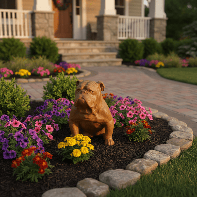 American Bulldog Dog Garden Statue (15 - Inch) Side Angle