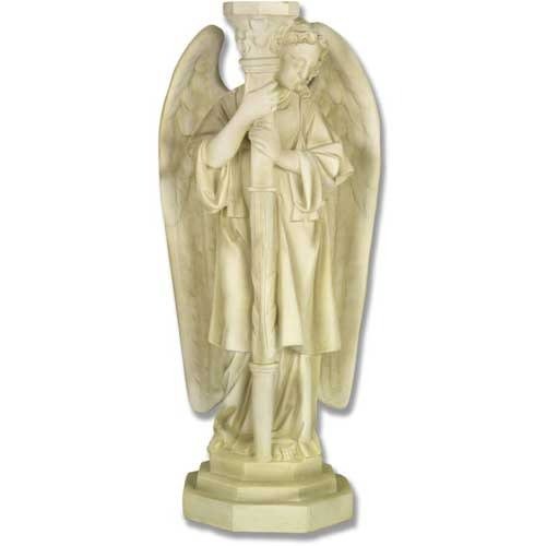 Angel Holding Ornate Candlestick Garden Statue (27-Inch)